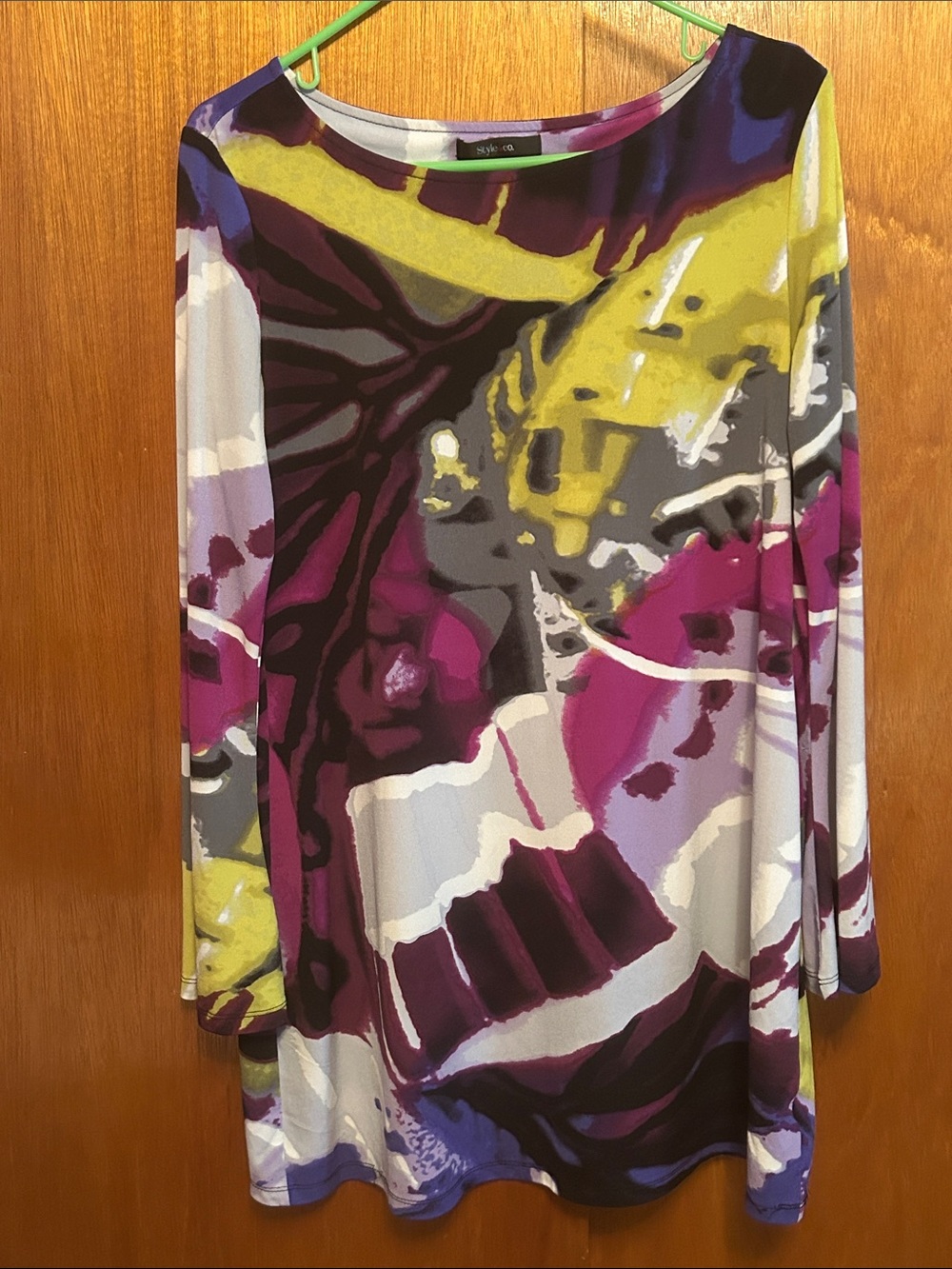 Style & Co. Abstract A-Line Skirt in Purple, Yellow & Gray
